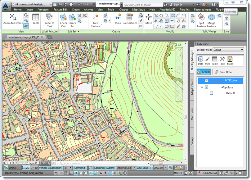 MasterMap with Terrain 50 contours