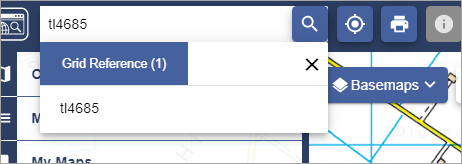 Search with grid reference